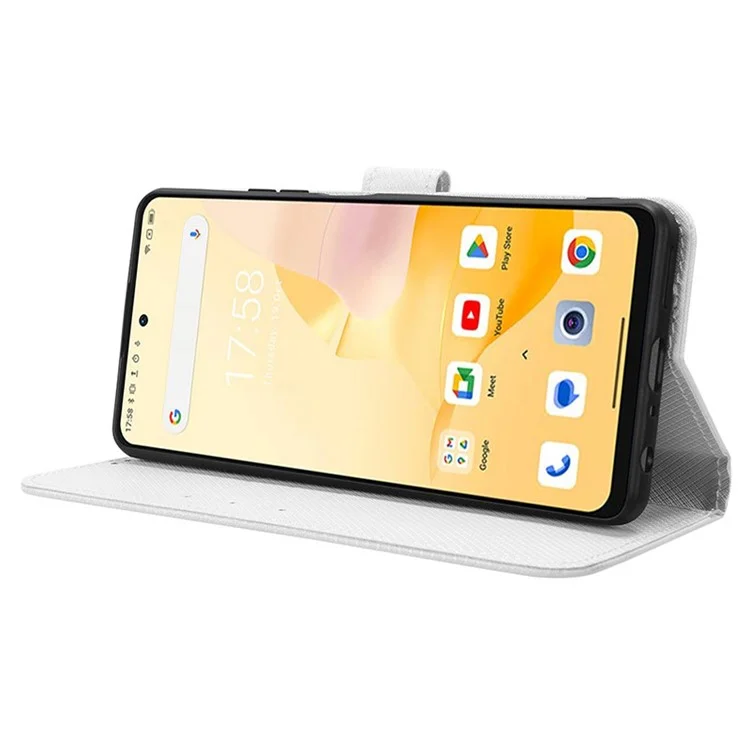 Pour Blackview Shark 8 / Oscal Tiger 12 Étui Diamond Texture Leather Phone Cover Wallet - Blanc