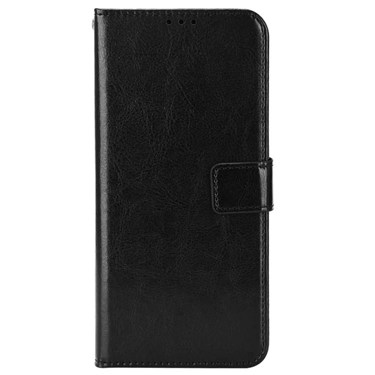 For Blackview Shark 8 / Oscal Tiger 12 Wallet Case Crazy Horse Texture Leather Phone Cover - Black