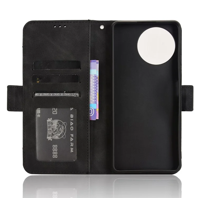 For Blackview Shark 8 / Oscal Tiger 12 Case Leather Phone Cover Multiple Card Slots Stand - Black