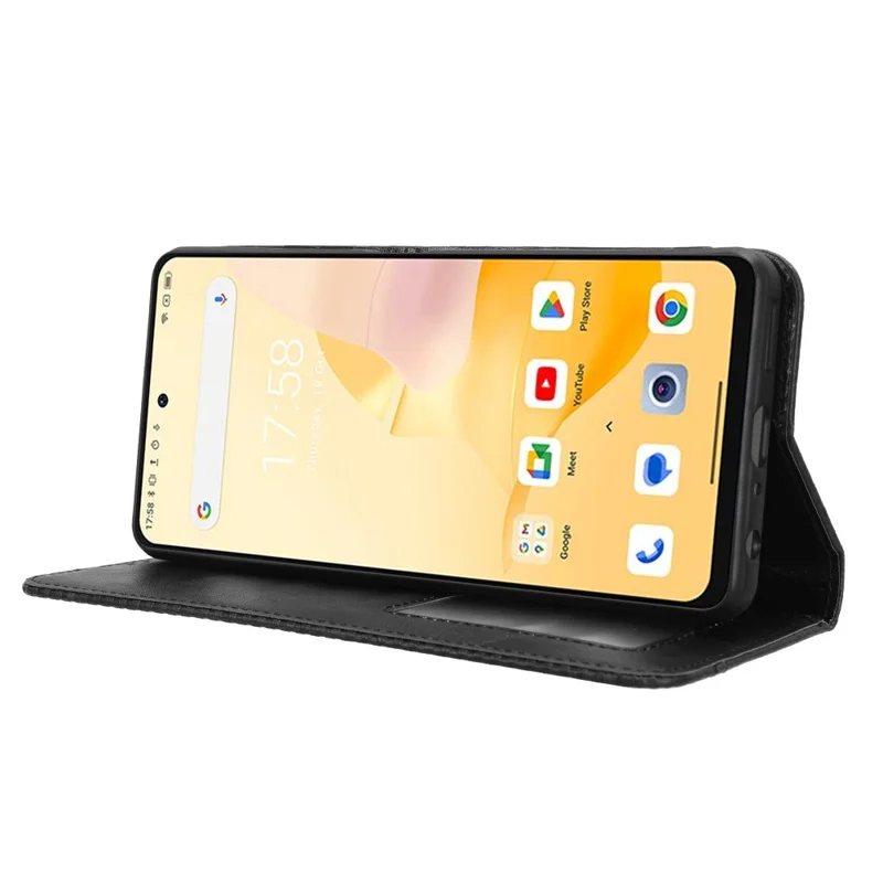 For Blackview Shark 8 / Oscal Tiger 12 Case Leather Retro Phone Cover Magnetic Closure - Black