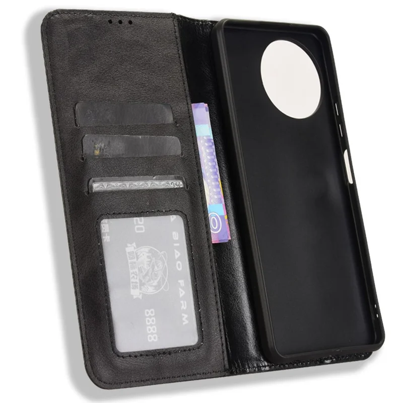 For Blackview Shark 8 / Oscal Tiger 12 Case Leather Retro Phone Cover Magnetic Closure - Black