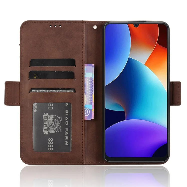 Pour la coque en cuir Blackview Color 8 / Oscal Modern 8 Étui téléphone Plusieurs fentes pour cartes Folio portefeuille - Marron
