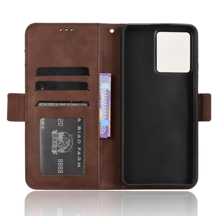 Pour la coque en cuir Blackview Color 8 / Oscal Modern 8 Étui téléphone Plusieurs fentes pour cartes Folio portefeuille - Marron