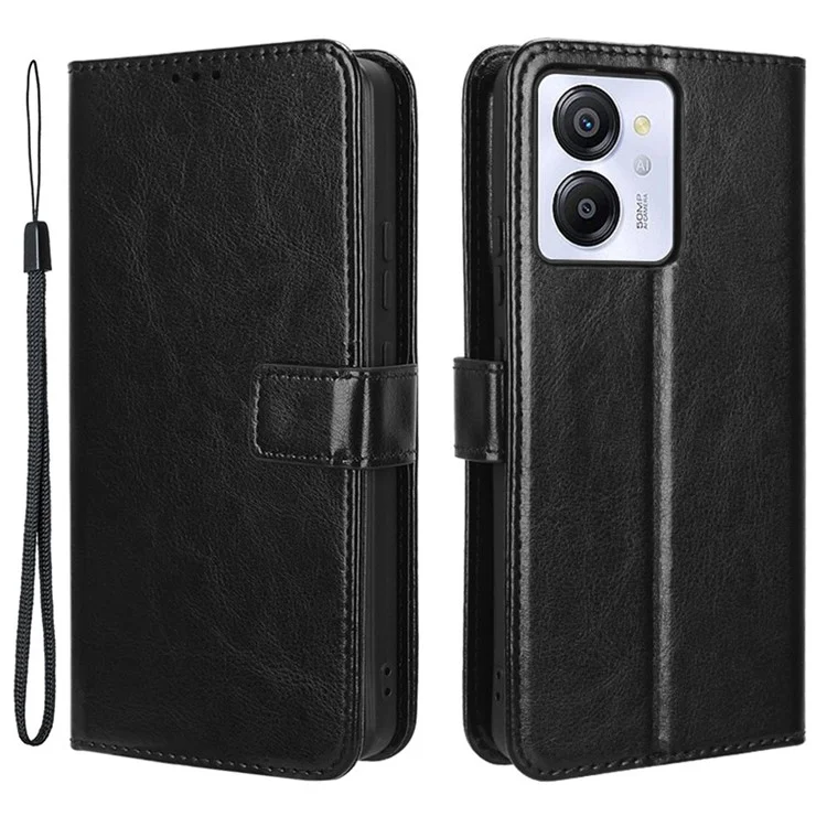 Für Blackview Color 8 / Oscal Modern 8 Wallet Case Crazy Horse Texture Ledertelefon-Cover - Schwarz