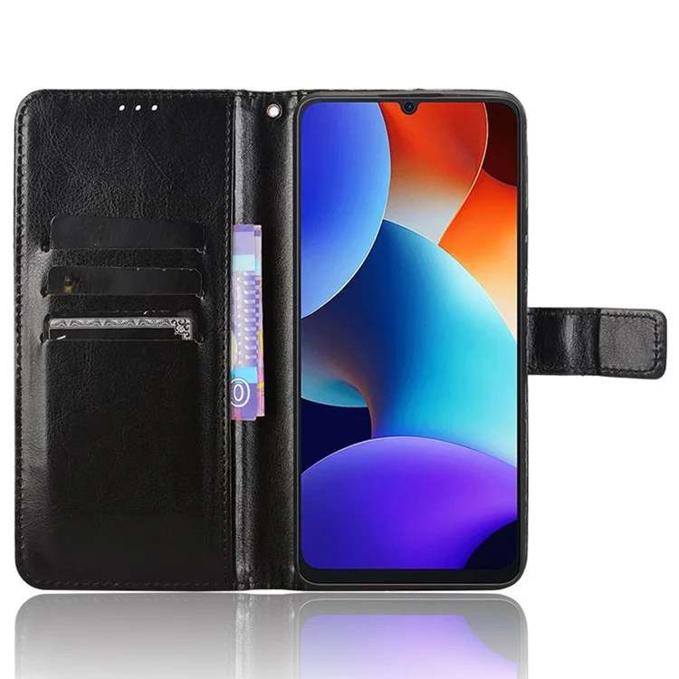 Für Blackview Color 8 / Oscal Modern 8 Wallet Case Crazy Horse Texture Ledertelefon-Cover - Schwarz