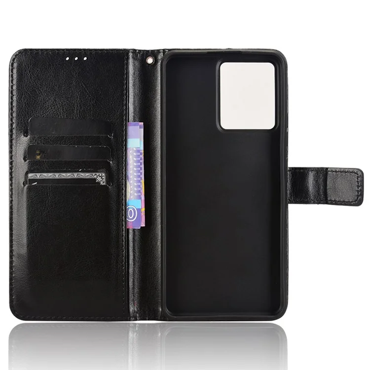 Für Blackview Color 8 / Oscal Modern 8 Wallet Case Crazy Horse Texture Ledertelefon-Cover - Schwarz