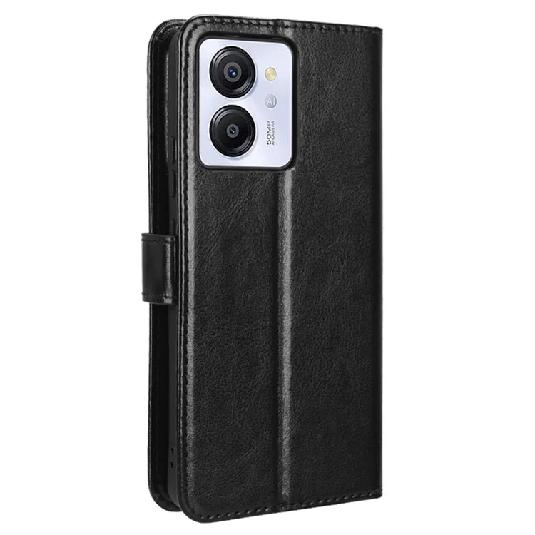 Für Blackview Color 8 / Oscal Modern 8 Wallet Case Crazy Horse Texture Ledertelefon-Cover - Schwarz