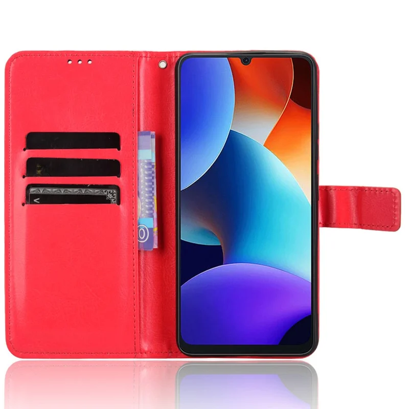 For Blackview Color 8 / Oscal Modern 8 Wallet Case Crazy Horse Texture Leather Phone Cover - Red