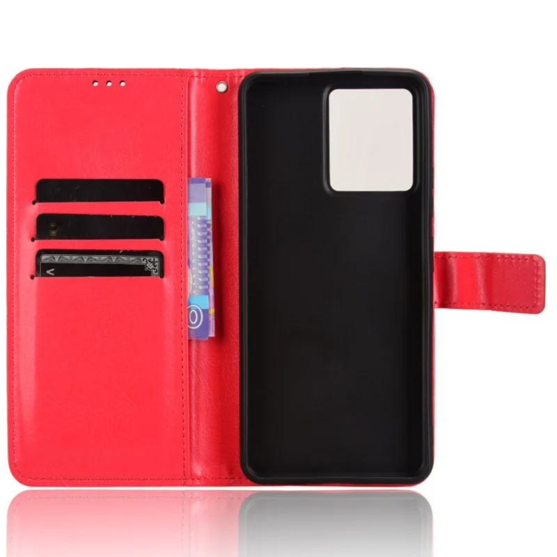 For Blackview Color 8 / Oscal Modern 8 Wallet Case Crazy Horse Texture Leather Phone Cover - Red