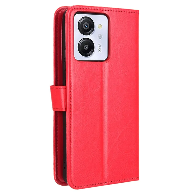 For Blackview Color 8 / Oscal Modern 8 Wallet Case Crazy Horse Texture Leather Phone Cover - Red
