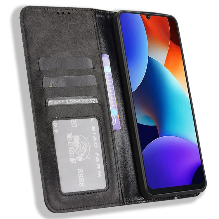 Para Blackview Color 8 / Oscal Modern 8 Case Retro Leather Phone Cover Wallet Magnetic Absorption Protection - Black