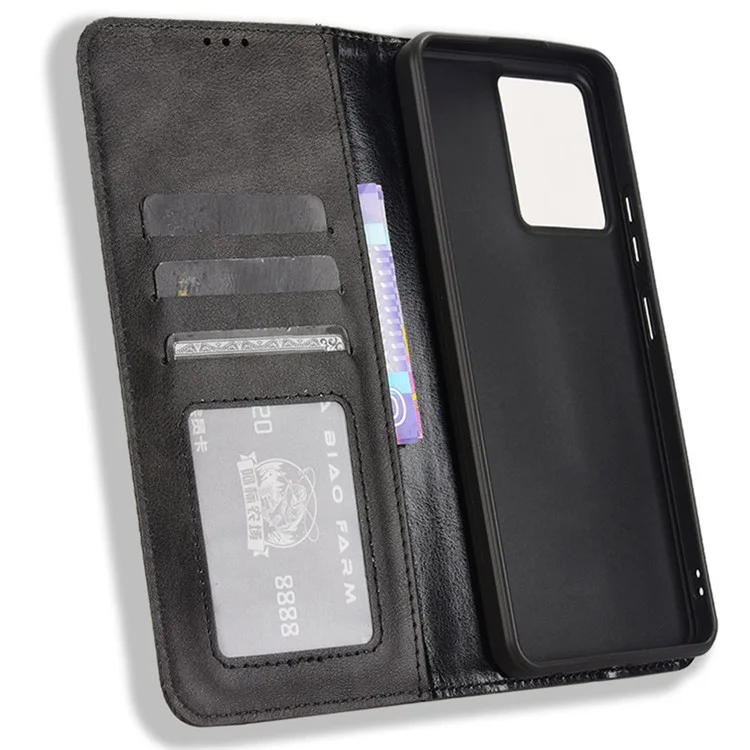 Para Blackview Color 8 / Oscal Modern 8 Case Retro Leather Phone Cover Wallet Magnetic Absorption Protection - Black
