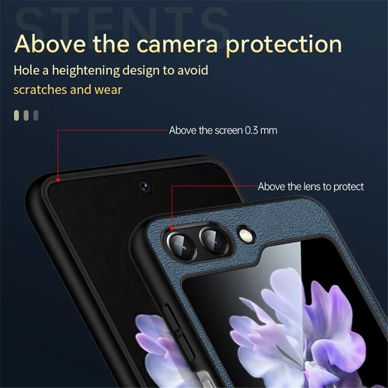SULADA Fashion Series для Samsung Galaxy Z Flip6 5G Чехол с ремешком-подставкой из кожи + ПК - Синий