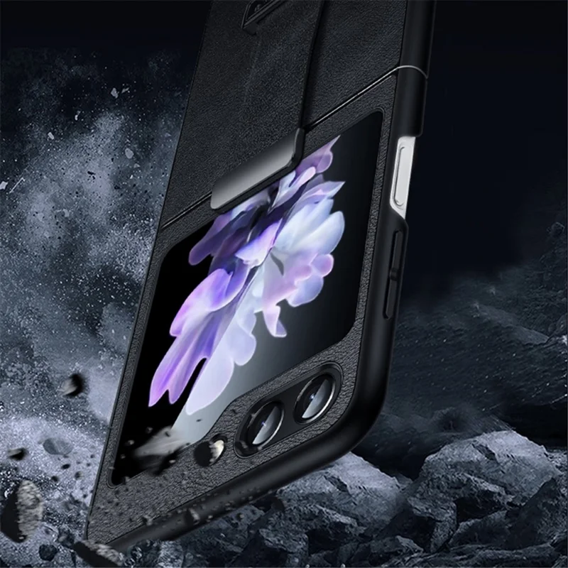 SULADA Fashion Series для Samsung Galaxy Z Flip6 5G Чехол с ремешком-подставкой из кожи + ПК - Синий