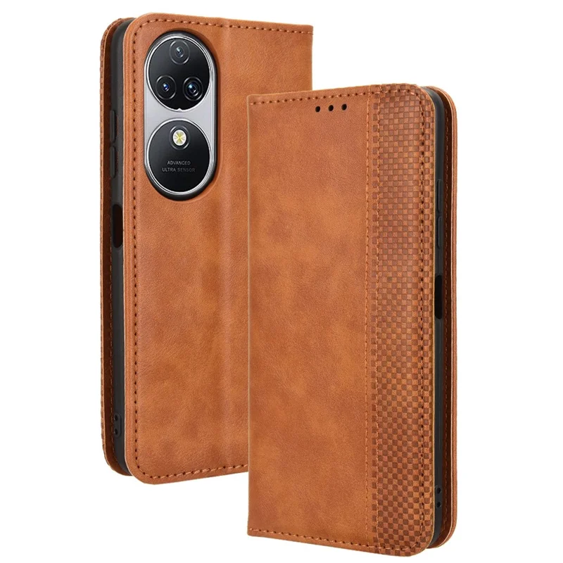 For Oukitel C38 Case Retro Leather Phone Cover Wallet Magnetic Absorption Protection - Brown