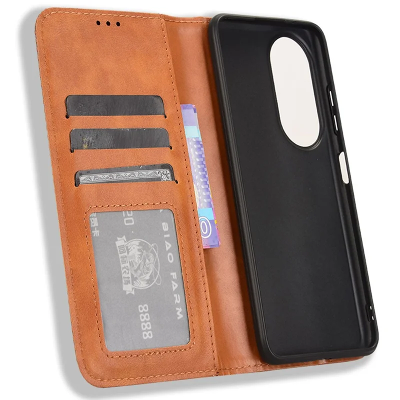 For Oukitel C38 Case Retro Leather Phone Cover Wallet Magnetic Absorption Protection - Brown