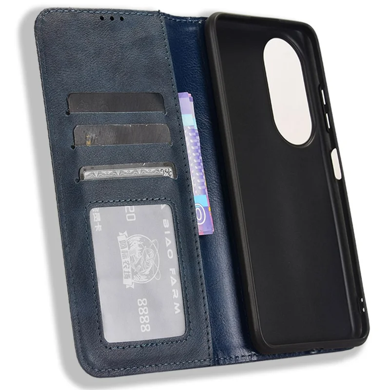 For Oukitel C38 Case Retro Leather Phone Cover Wallet Magnetic Absorption Protection - Blue