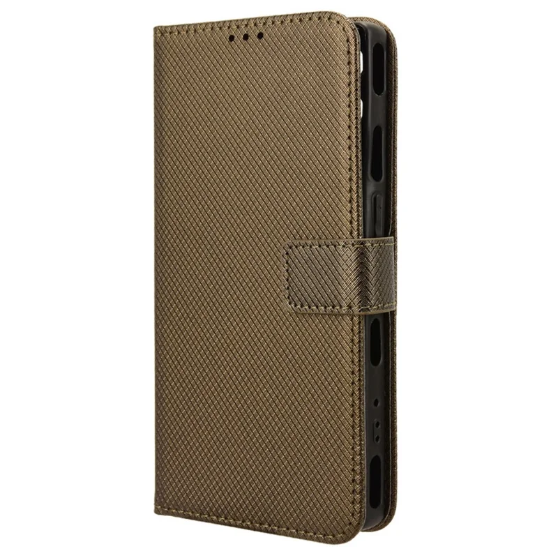 For Oukitel C37 Case Diamond Texture Leather Phone Cover TPU Interior Shell - Brown