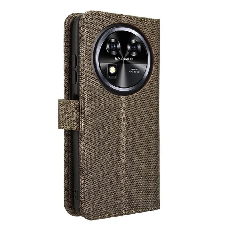 For Oukitel C37 Case Diamond Texture Leather Phone Cover TPU Interior Shell - Brown