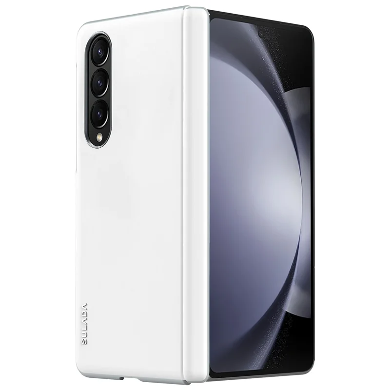 SULADA For Samsung Galaxy Z Fold4 5G Magnetic Phone Case Spring Hinge Leather+PC Hard Phone Cover - White