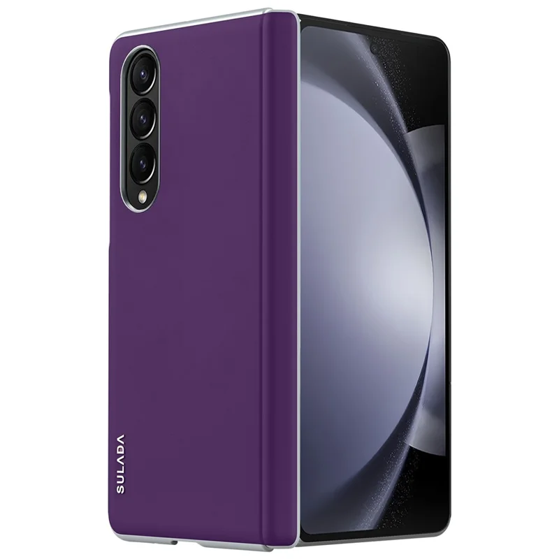 SULADA For Samsung Galaxy Z Fold4 5G Magnetic Phone Case Spring Hinge Leather+PC Hard Phone Cover - Purple
