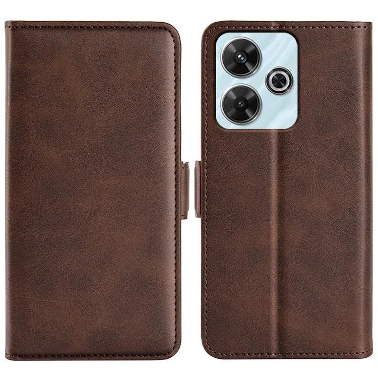 Para Xiaomi Redmi 13 5G / 13 4G / Note 13R 5G / Poco M6 4G Case Calf Texture Phone Leather Cover - Brown