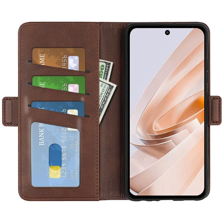 Para Xiaomi Redmi 13 5G / 13 4G / Note 13R 5G / Poco M6 4G Case Calf Texture Phone Leather Cover - Brown