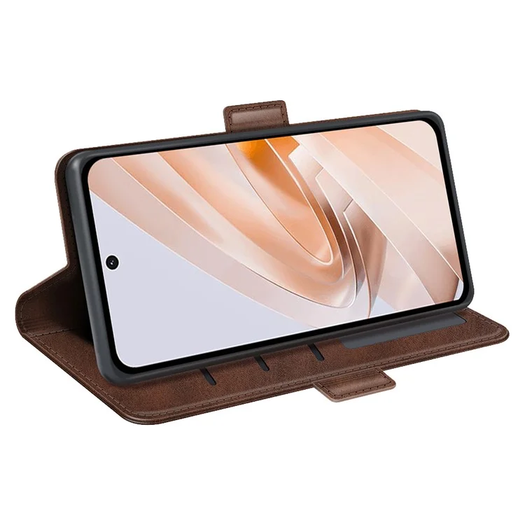 Para Xiaomi Redmi 13 5G / 13 4G / Note 13R 5G / Poco M6 4G Case Calf Texture Phone Leather Cover - Brown