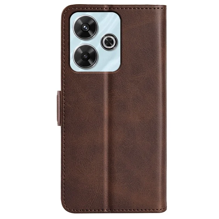 Para Xiaomi Redmi 13 5G / 13 4G / Note 13R 5G / Poco M6 4G Case Calf Texture Phone Leather Cover - Brown