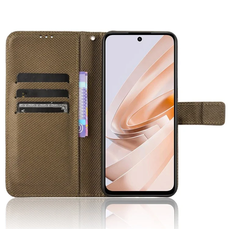 Para Xiaomi Redmi 13 5G / 13 4G / Note 13R 5G / Poco M6 4G Funda Textura Diamante Cubierta de Piel Telefónica - Marrón