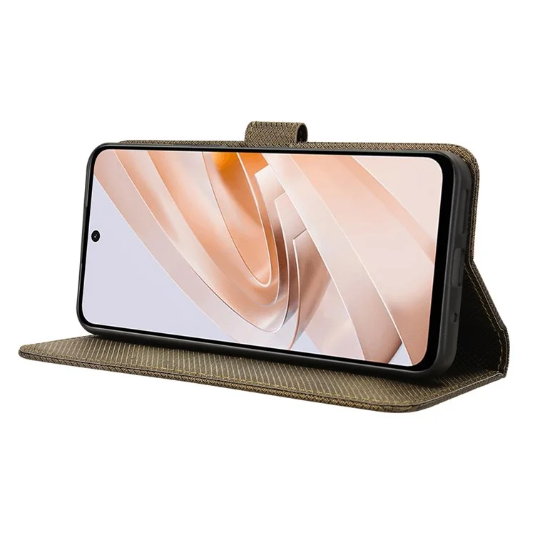 Para Xiaomi Redmi 13 5G / 13 4G / Note 13R 5G / Poco M6 4G Funda Textura Diamante Cubierta de Piel Telefónica - Marrón