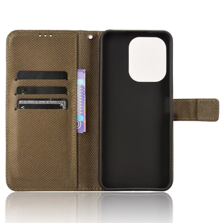 Para Xiaomi Redmi 13 5G / 13 4G / Note 13R 5G / Poco M6 4G Funda Textura Diamante Cubierta de Piel Telefónica - Marrón