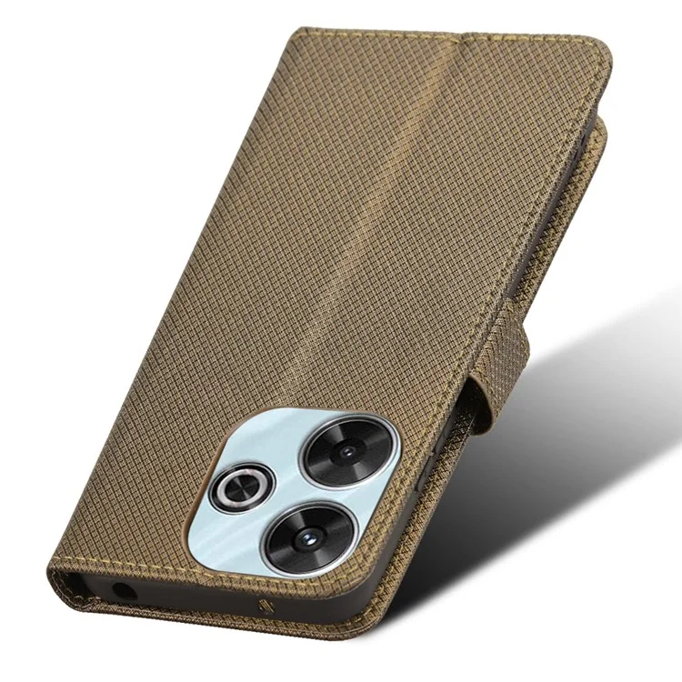 Para Xiaomi Redmi 13 5G / 13 4G / Note 13R 5G / Poco M6 4G Funda Textura Diamante Cubierta de Piel Telefónica - Marrón