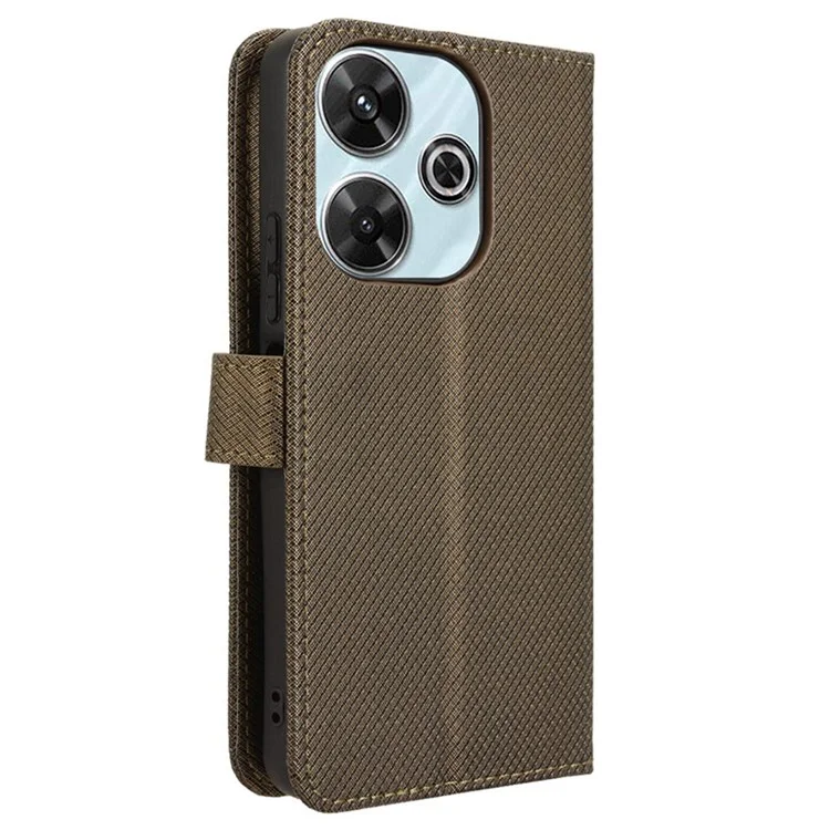Para Xiaomi Redmi 13 5G / 13 4G / Note 13R 5G / Poco M6 4G Funda Textura Diamante Cubierta de Piel Telefónica - Marrón