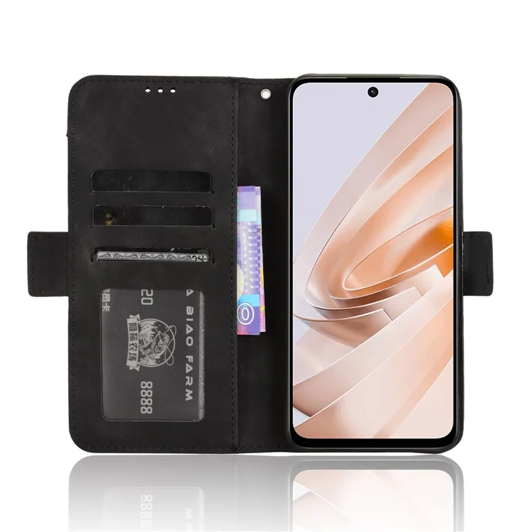 Para Xiaomi Redmi 13 5G / 13 4G / Note 13R 5G / Poco M6 4G Estuche de Teléfono de Cuero con Múltiples Ranuras para Tarjetas - Negro