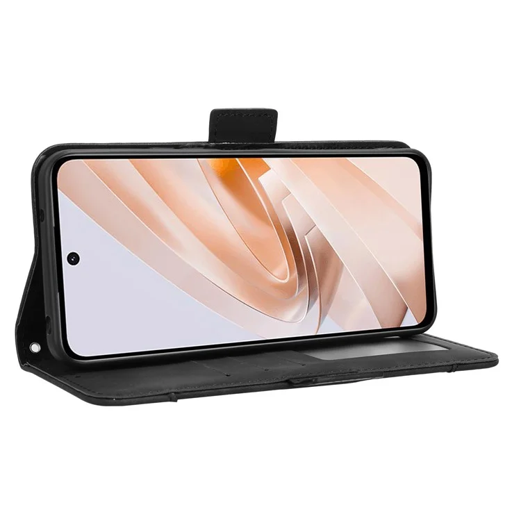 Para Xiaomi Redmi 13 5G / 13 4G / Note 13R 5G / Poco M6 4G Estuche de Teléfono de Cuero con Múltiples Ranuras para Tarjetas - Negro