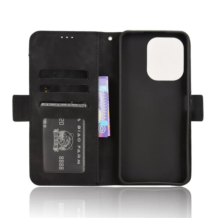 Para Xiaomi Redmi 13 5G / 13 4G / Note 13R 5G / Poco M6 4G Estuche de Teléfono de Cuero con Múltiples Ranuras para Tarjetas - Negro