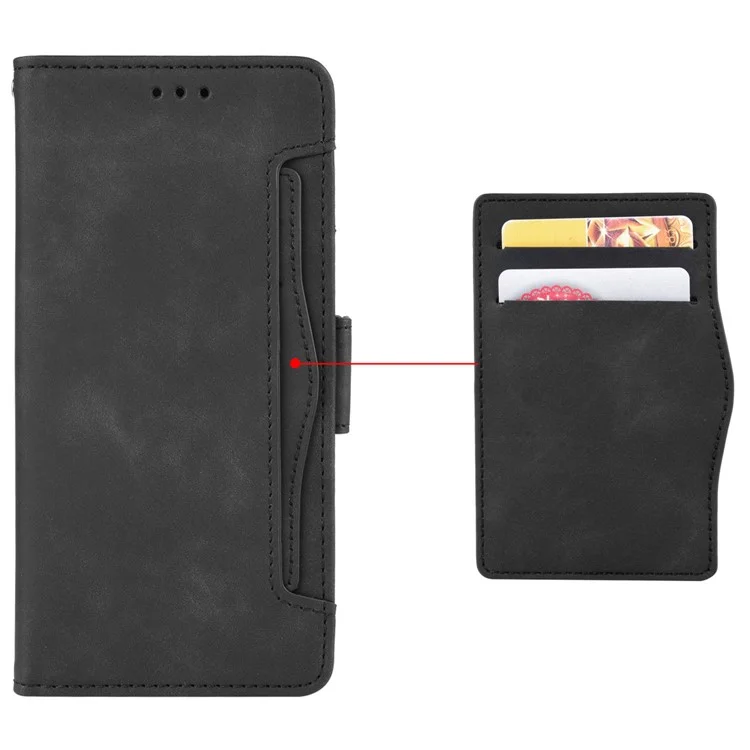 Para Xiaomi Redmi 13 5G / 13 4G / Note 13R 5G / Poco M6 4G Estuche de Teléfono de Cuero con Múltiples Ranuras para Tarjetas - Negro
