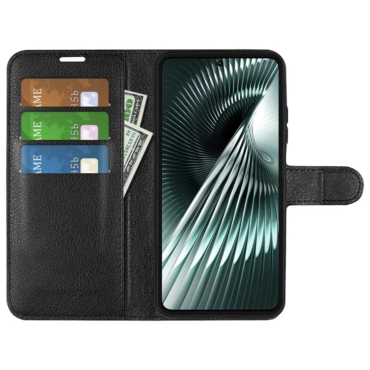 For Xiaomi Redmi Turbo 3 5G / Poco F6 5G Case Wallet Litchi Texture Leather Phone Cover - Black