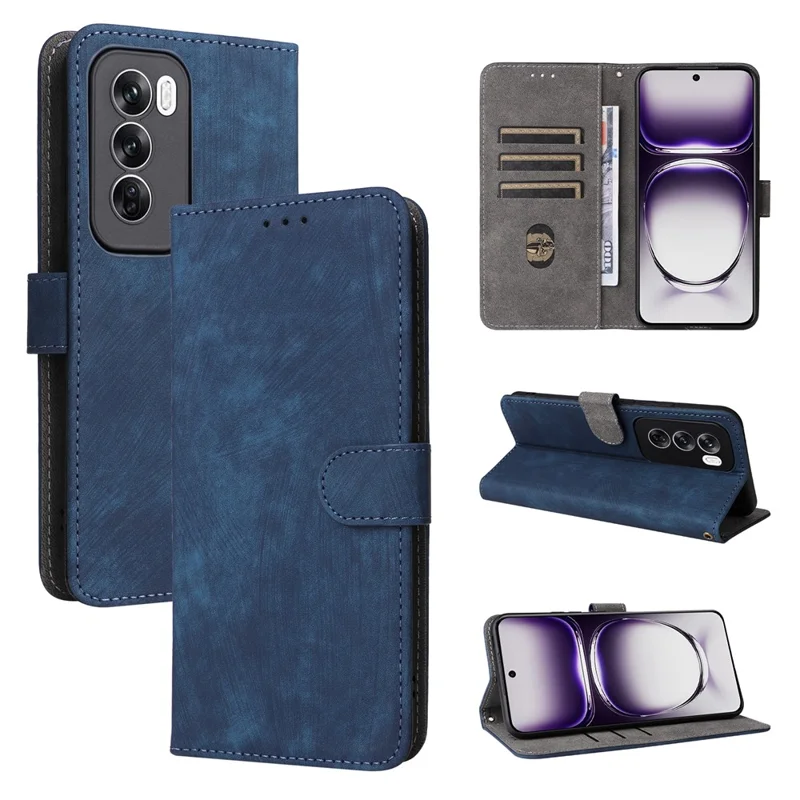 For Oppo Reno12 Pro 5G (Global) Case RFID Blocking Card Slots PU Leather Wallet Phone Cover - Blue