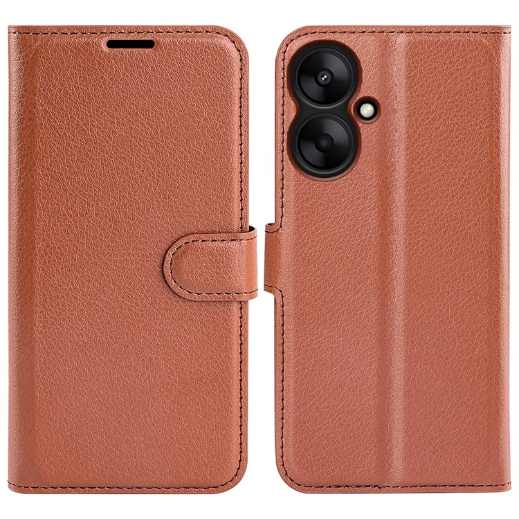 Para Xiaomi Redmi 13C 5G / Redmi 13R 5G Carcasa de Teléfono de Cuero con Textura de Litchi - Marrón
