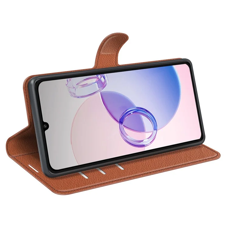 Para Xiaomi Redmi 13C 5G / Redmi 13R 5G Carcasa de Teléfono de Cuero con Textura de Litchi - Marrón