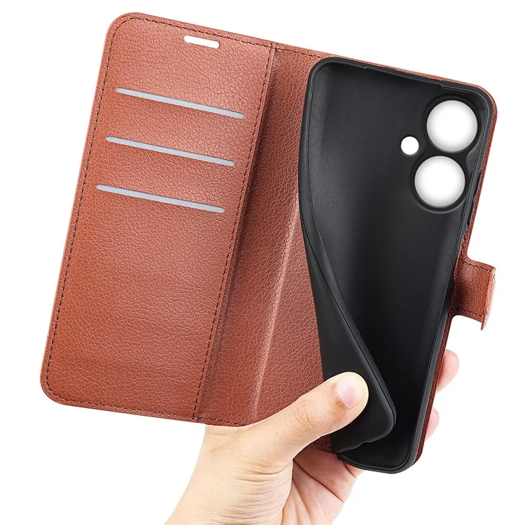 Para Xiaomi Redmi 13C 5G / Redmi 13R 5G Carcasa de Teléfono de Cuero con Textura de Litchi - Marrón