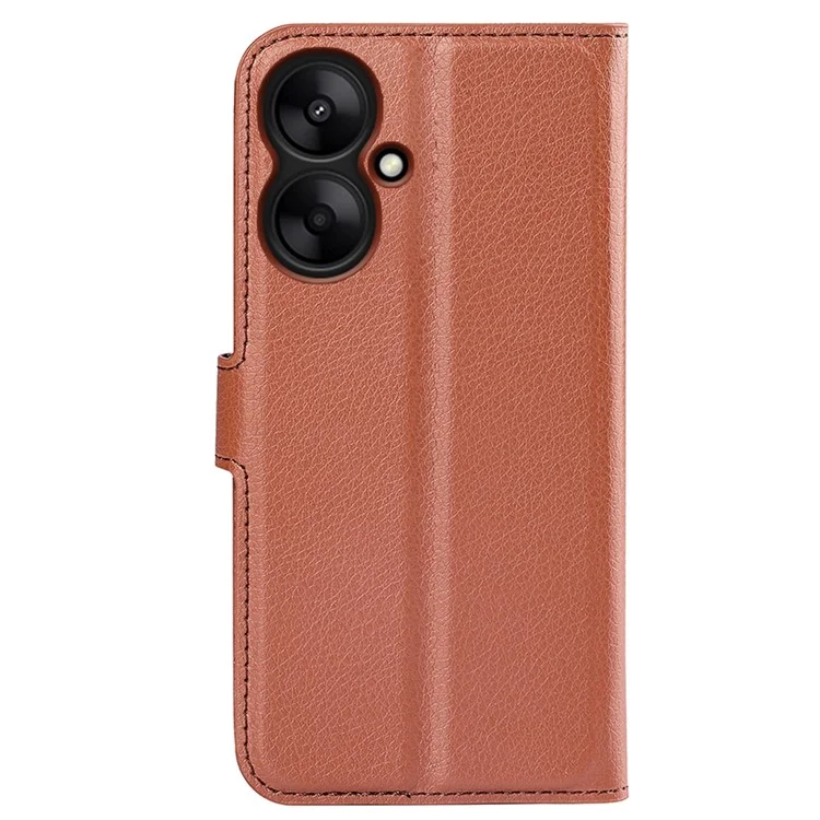 Para Xiaomi Redmi 13C 5G / Redmi 13R 5G Carcasa de Teléfono de Cuero con Textura de Litchi - Marrón