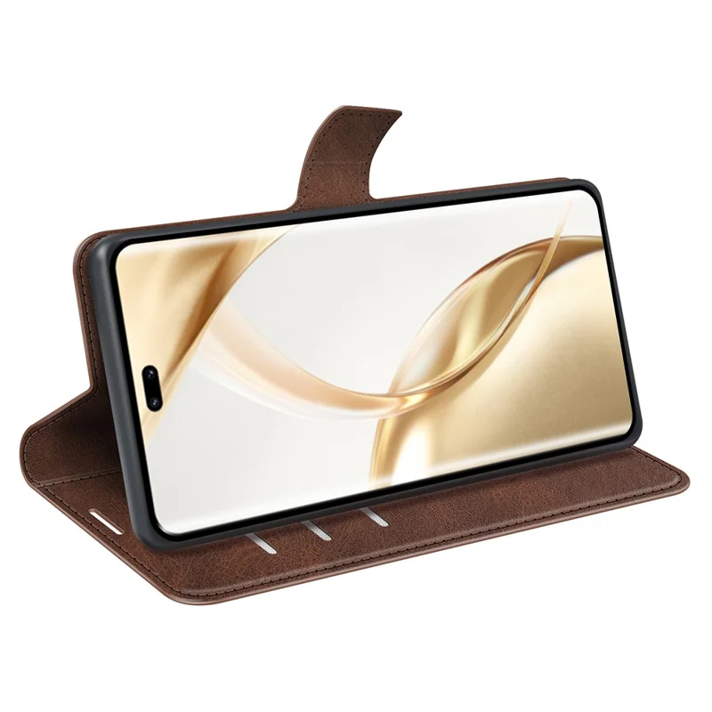 For Honor 200 Pro 5G Case Magnetic Clasp Shockproof Leather Phone Cover Calf Texture - Brown