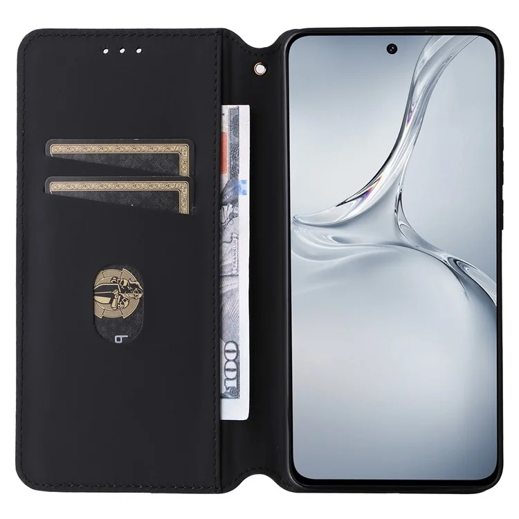 Для OnePlus Nord CE4 Lite 5G / Oppo K12x 5G (China) Чехол для телефона из кожи, ромбовидный узор, магнитный - серебро