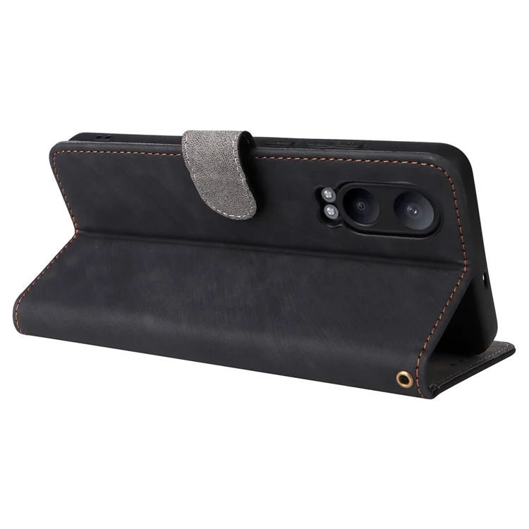 For OnePlus Nord CE4 Lite 5G / Oppo K12x 5G (China) Case PU Leather RFID Blocking Phone Cover - Black