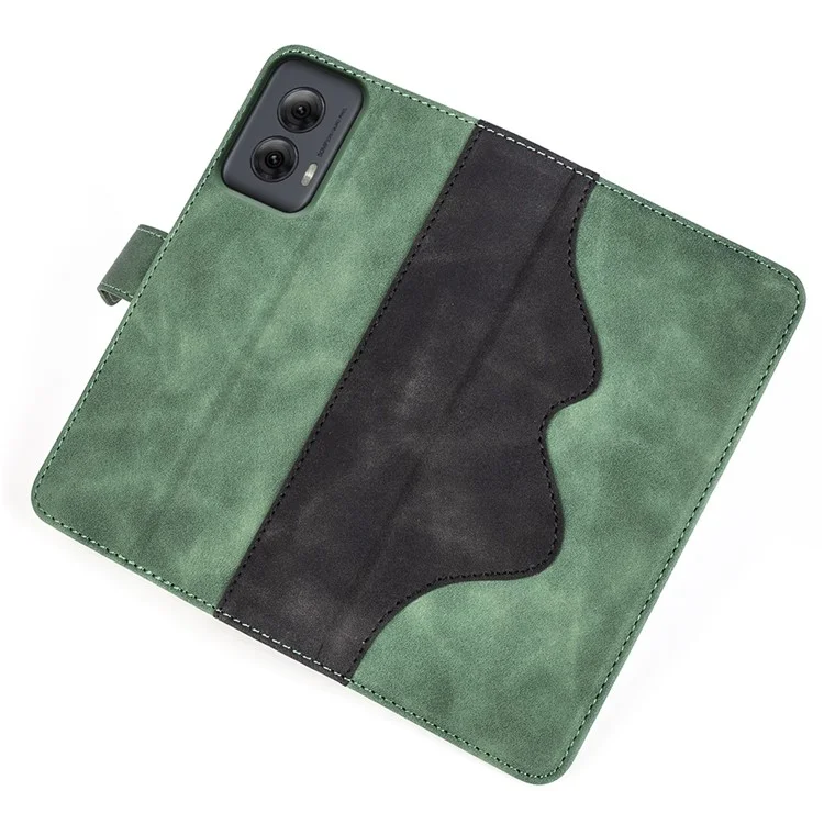 For Motorola Moto G Power (2024) Case Splicing Color Leather Wallet Flip Phone Cover - Green