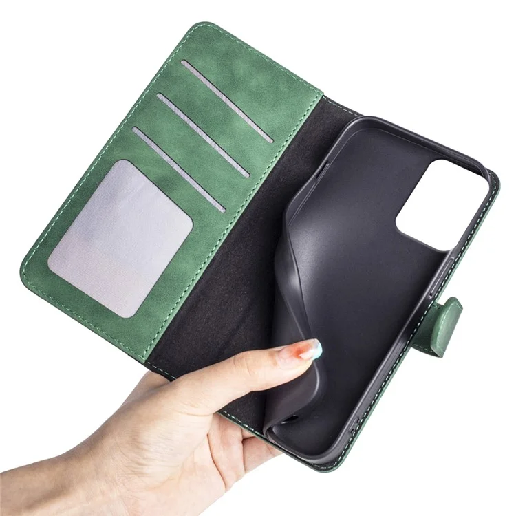 For Motorola Moto G Power (2024) Case Splicing Color Leather Wallet Flip Phone Cover - Green