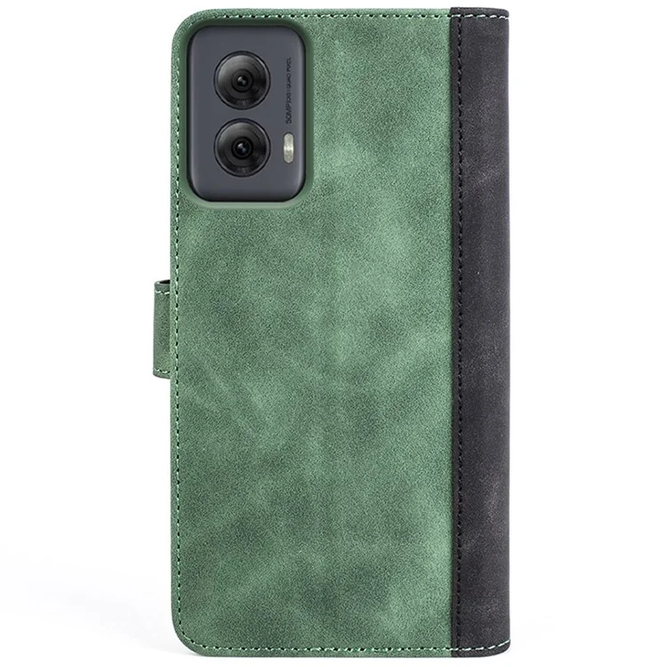For Motorola Moto G Power (2024) Case Splicing Color Leather Wallet Flip Phone Cover - Green